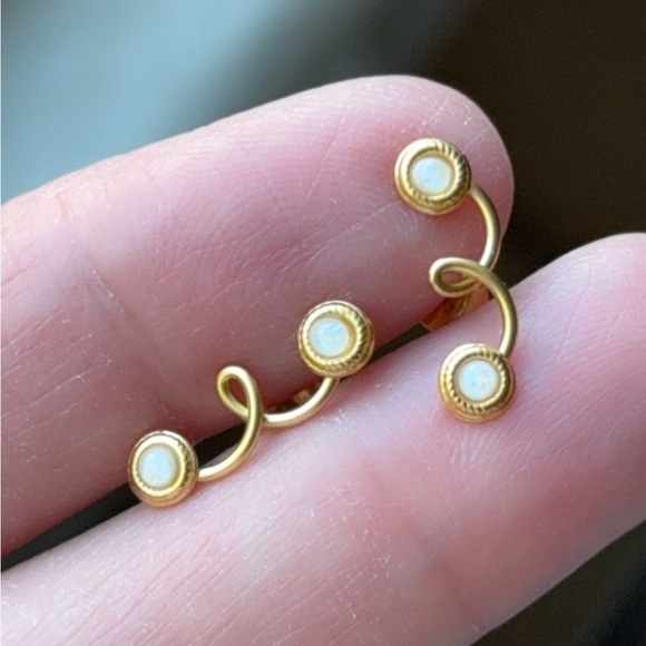 14k Gold Vermeil Opal Stud Earrings - Picture 9 of 13